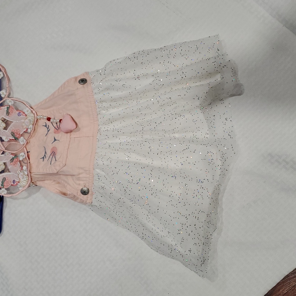 Vtg OshKosh B'gosh Peach pink white  Vestbak Dress - Picture 2 of 16